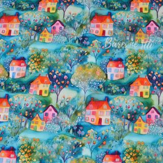 Teplákovina Rozkvetlá vesnička 2 tmavá (E)