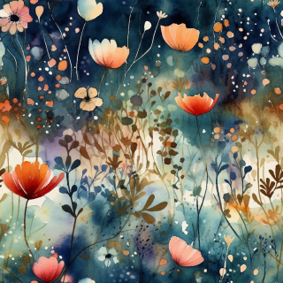 Teplákovina Divoké květy na tmavším pozadí (E)