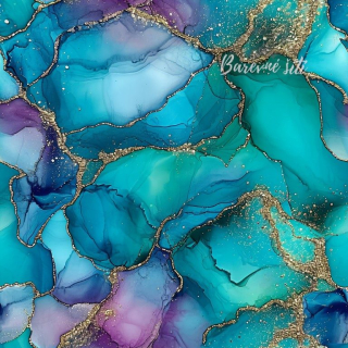 Úplet, Tyrkysovofialový mramor se zlatem, menší (E)