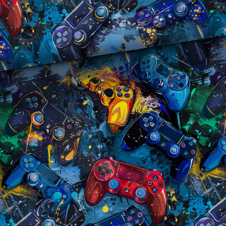 Teplákovina Barevné herní ovladače na modré (E)