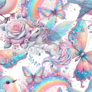 Úplet, Pasteloví motýlci, jednorožci, duhy (E)