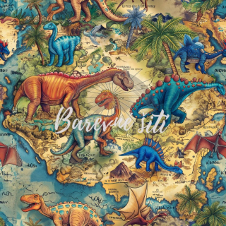 Zimní softshell Dinosauři na mapce PŘEDOBJEDNÁVKA (P)