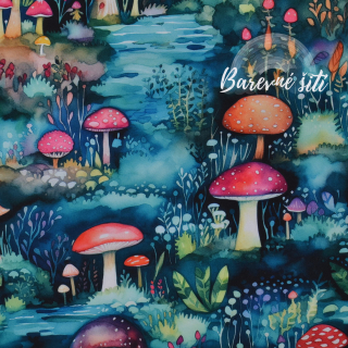 Zimní softshell Muchomůrky na zelené (E)