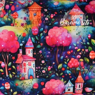 Zimní softshell Veselá jarní vesnička (E) 1,3m/Ks