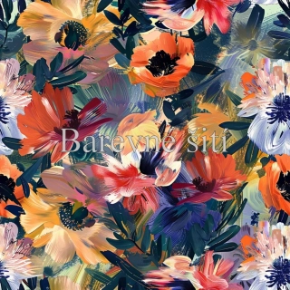 Úplet, Květiny ala podzimní tempera (E) 0,90m/ks