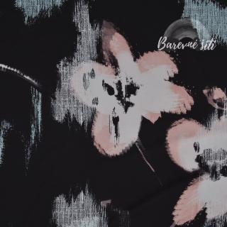 Šatovka rozmazané květy na černé (E) 