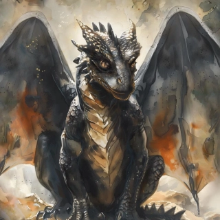 Teplákovina Černý drakoještěr, panel XL (E)