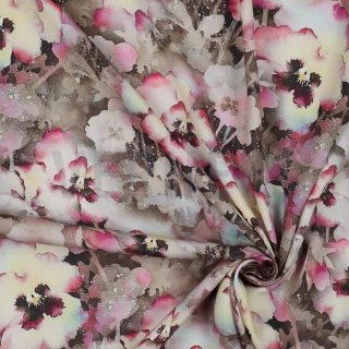 Viskoza, Růžové květy (E) 1m/ks