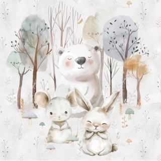 Teplákovina Krajinka, zvířátka, světlounká, panel (E)