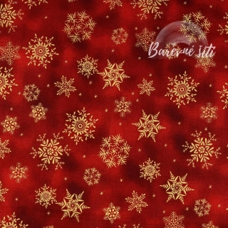 Vánoční plátno Zlaté vločky na červené (E)