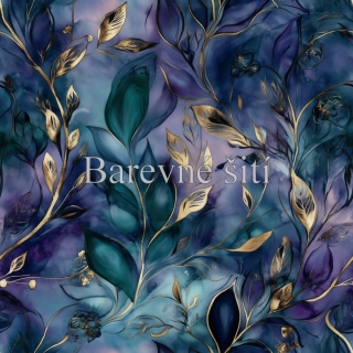 Teplákovina, Fialovopetrolejové listy se zlatem (E)