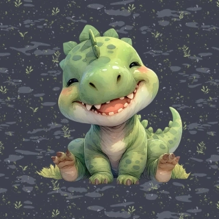 Teplákovina Zelený baby dinosaurus, panel (E)