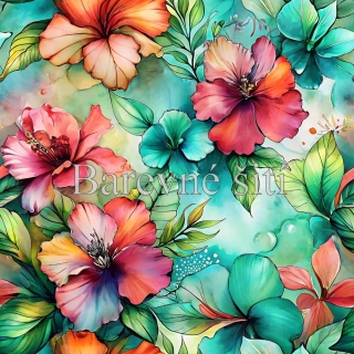 Úplet, Tropické květy zelenočervené (E)