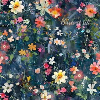 Úplet, Různobarevné kytičky na jeans (E)