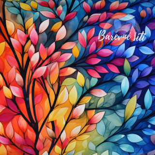 Jarní softshell Drobné lístečky na duhové (E)