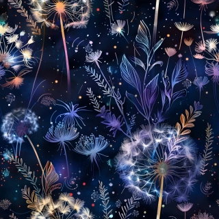 Silky, Odkvetlé pampelišky na tmavě modré (E)