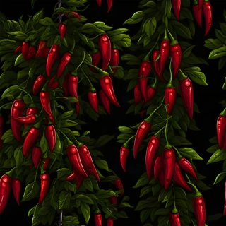 Úplet, Trsy chilli papriček (E)