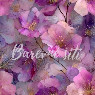 Teplákovina, Růžovofialové mramorové květy (E) 1,90m/ks