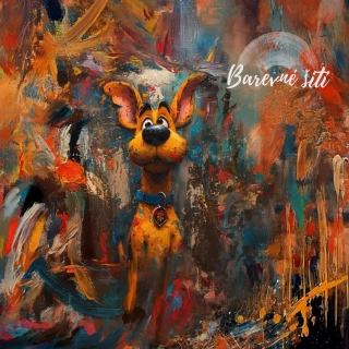 Úplet, Pes s modrým obojkem, panel (E)