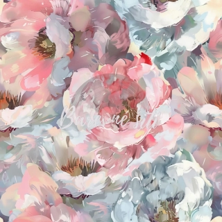 Viskozový úplet, Růžovobílé tempera květy (E)