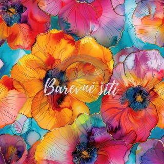 Viskozový úplet, Velké žlutooranžové květy (E)