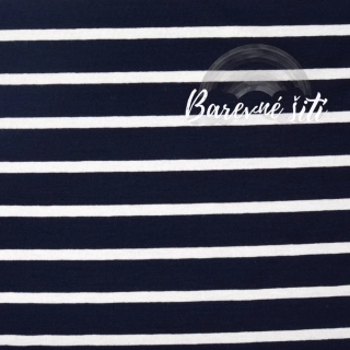 Viskozový úplet Pruhy úzké modré (E)