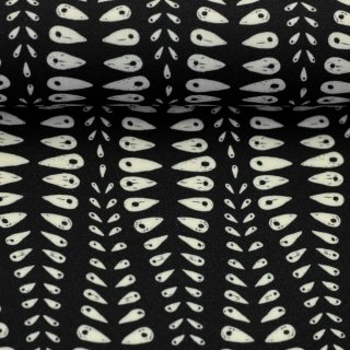 Viskoza Krémový vzor na černé (E)