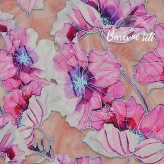 Viskoza s hedvábím, Mákové květy, fialová (E)