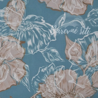 Viskoza se lnem Květiny na petroleji (E) 1,65m/ks