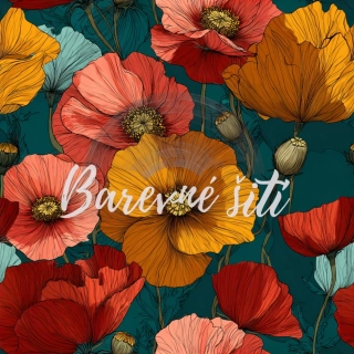 Teplákovina, Makové žlutočervené květy na petroleji (E)