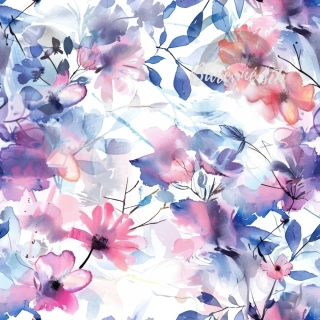 Sportovní úplet Silver light Modrorůžové kvítky na bílé (E)