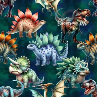Zimní softshell Dinosauři na tmavě zelené PŘEDOBJEDNÁVKA (P)