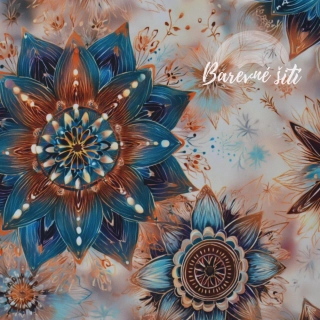 Zimní softshell Krémovotyrkysové mandaly (E) 1,60m/ks