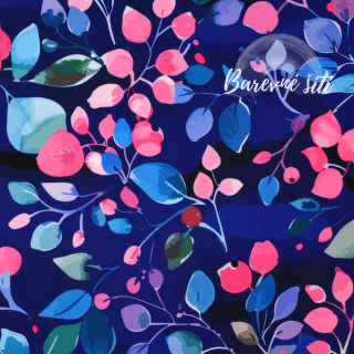 Zimní softshell Růžovomodré lístečky (E)