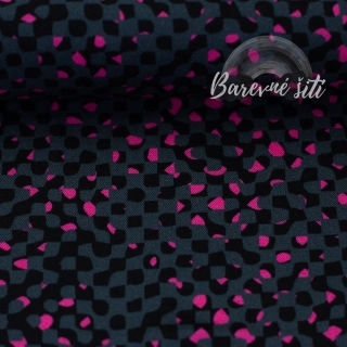 Viskoza Zářivé růžové kostičky na šedé  (E) 1,05m/Ks