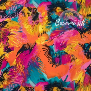 Viskozový úplet Květinová abstrakce Fuchsia (E) 1,05m/ks