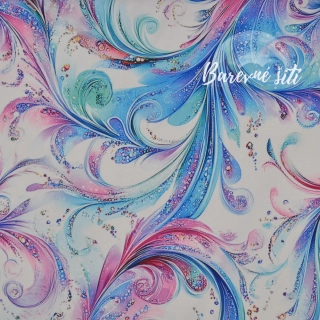 Zimní softshell Třpytivá zatočená pírka na bílé (E) 1,38m/ks