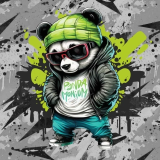 Teplákovina Pouliční válečník panda, panel XL (E)