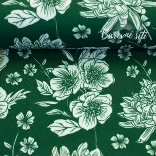 Viskoza Květy na zelené (E)
