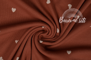 Úplet žebrovaný Srdíčka cihlová (E)