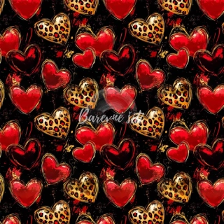 Úplet, Červená a tygrovaná srdce na černé (E)