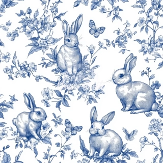 Úplet, Modrobílí zajíčci, květiny (E)