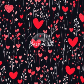 Úplet, Drobná červená srdíčka na černé (E)