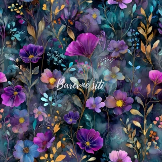 Úplet, Fialové květy, zlatavé lístky na modrošedé (E) 1,50m/ks