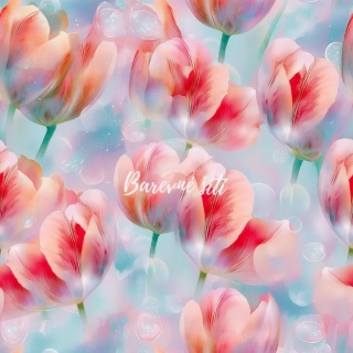 Úplet, Něžné růžové tulipány, bublinky (E)