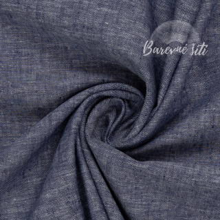Len s bavlnou Jeans efekt Navy (E)