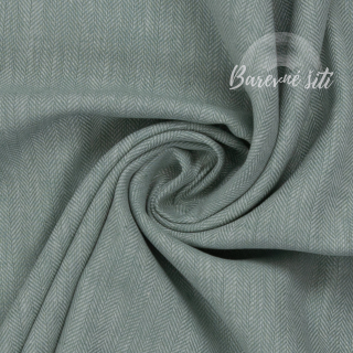 Len s bavlnou Rybí kost Mint (E)