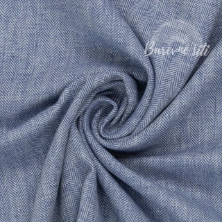 Len s bavlnou Rybí kost Denim (E) 1m/ks
