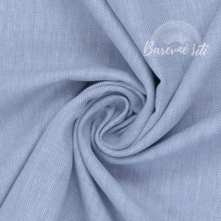 Len s bavlnou Rybí kost Světle modrá (E)