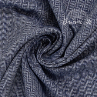 Len s bavlnou Rybí kost Navy (E)